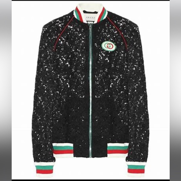 GUCCI 🌟 Floral Guipure Lace Bomber Jacket in Black—NWT - Picture 5 of 17